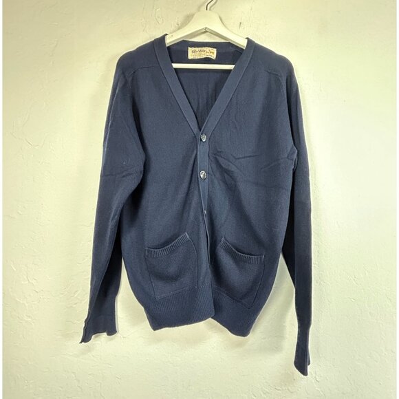 Glen Abbey Other - Vintage Glen Abbey Mens Pure Cashmere Cardigan Sweater Navy Button Front 40/102